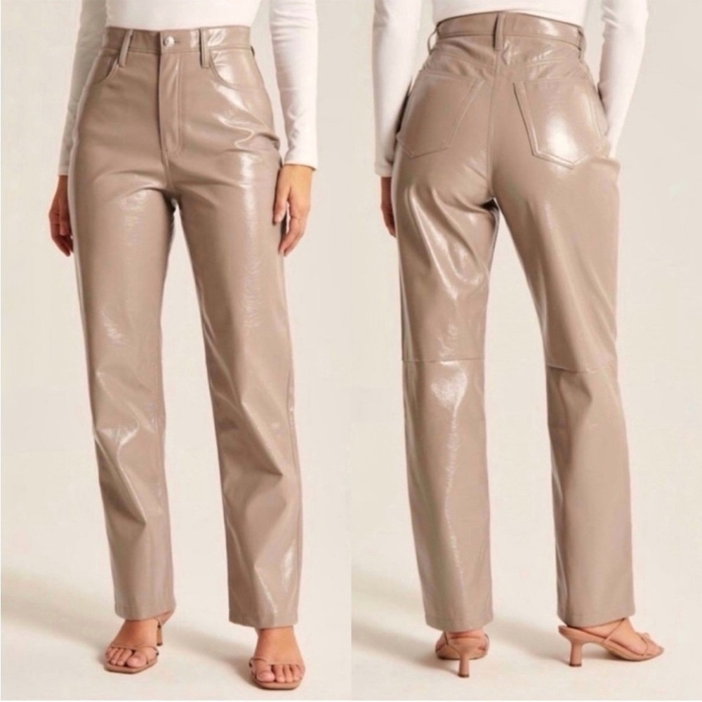 NWT Abercrombie & Fitch The 90’s Straight Ultra High Rise Vegan Leather Pants